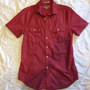 Red Express button down shirt